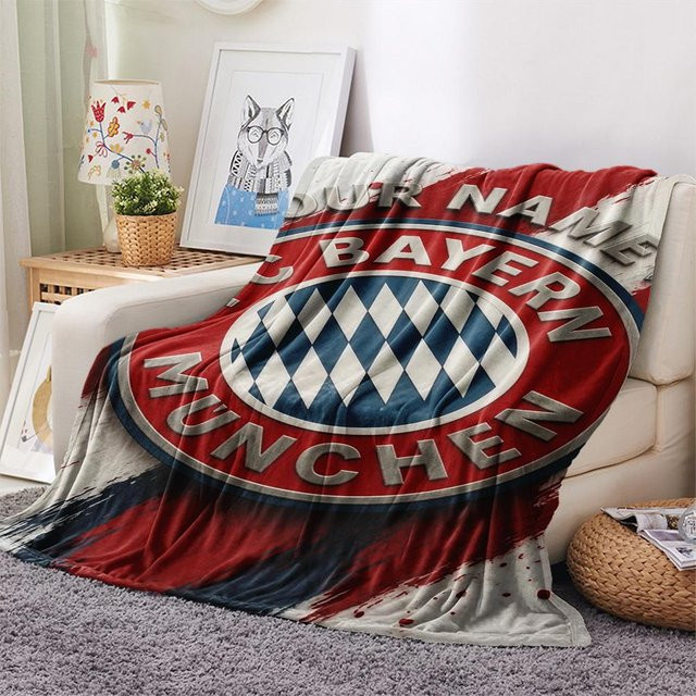 Personalisierte FC Bayern München Flanelldecke mit Namen in Grau und Rot, B/B: 120 x 80 cm - Bild 1