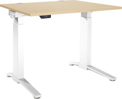 Schäfer Shop Genius ERGOSTYLE S Schreibtisch elektrisch höhenverstellbar, Rechteck, C-Fuß, Ahorn/weiß, B: 120 cm, T: 80 cm, H: 71,5-118,2 cm - Bild 1
