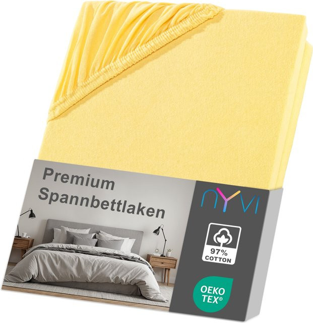 NYVI DreamScience Premium Spannbettlaken Gelb B/T: 180 x 200 cm, Höhe: 40 cm für Boxspringbetten - Bild 1