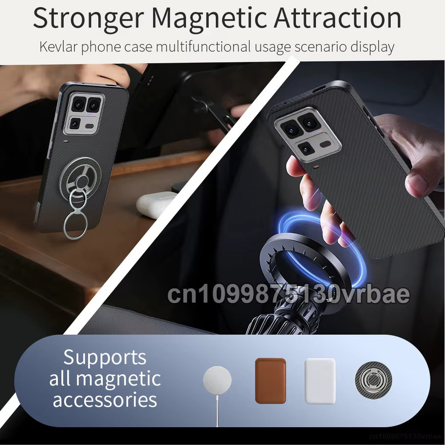 Magnetische Carbon Hülle für vivo IQOO 15 Ultra aus 600D Kevlar Aramidfaser Schwarz Hellrot - Bild 4