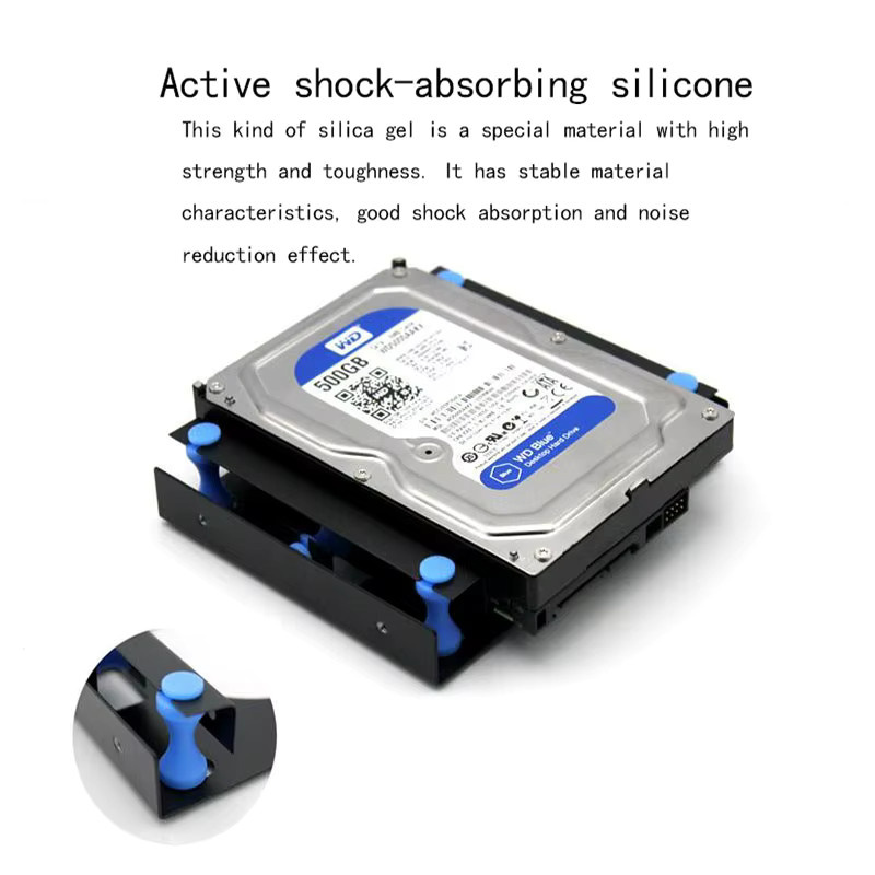 FTBTOC 3,5-Zoll-Stoßdämpferhalterung für Festplatten mit Befestigungsschrauben als Montageadapter für PC-Gehäuse von 3,5 HDD auf 5,25 DVD ROM Bay in Schwarz und Blau - Bild 3