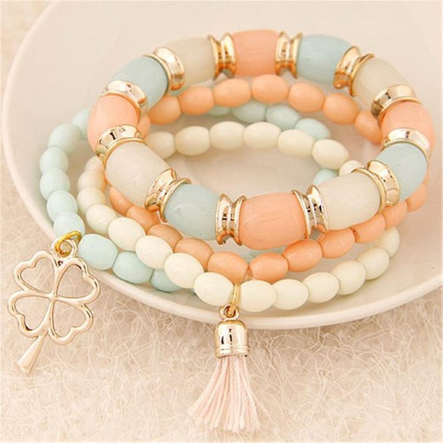 Armband Messing, bunt, Damen, Kleeblattquaste - Bild 1