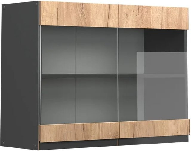 Vicco Glashängeschrank R-Line J-Shape Küchenschrank in Anthrazit und Eiche mit Breite: 80 cm - Bild 2