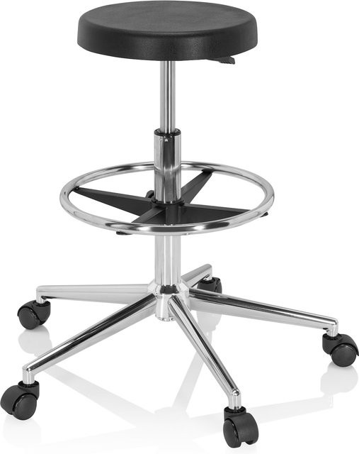 hjh OFFICE Drehhocker TOP WORK 14 in Schwarz mit PU-Hartschaum ohne Armlehnen - Bild 1