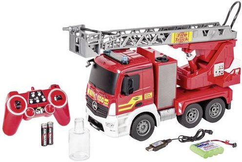 Carson Modellsport Mercedes-Benz MB Arocs Feuerwehr mit Drehleiter RC Funktionsmodell im Maßstab 1:20 - Bild 1