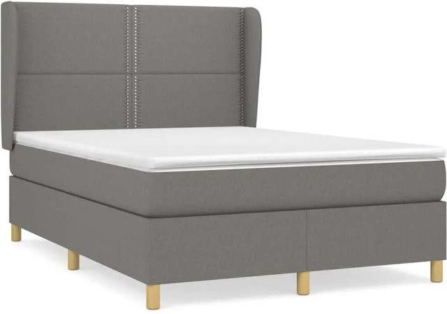 vidaXL Boxspringbett mit Matratze Hybrid-Design in Dunkelgrau, B/T/H: 140 x 190 x 128 cm - Bild 1