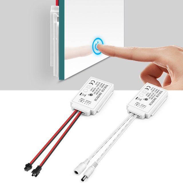 CHNAITEKE Dimmbarer LED Touch On/Off Lichtschalter 12V mit DC/Dupont Schnittstelle in Weiß - Bild 1