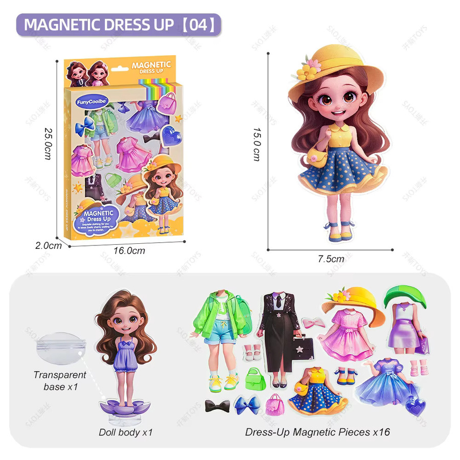 Prinzessinnen-Magnet-Aufkleber, Magnetische Anziehpuppe, DIY Spielzeug - Bild 3