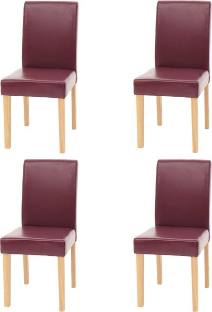 4er-Set Esszimmerstühle Littau aus Kunstleder in Rot mit hellen Beinen, FSC-zertifiziert - Bild 1