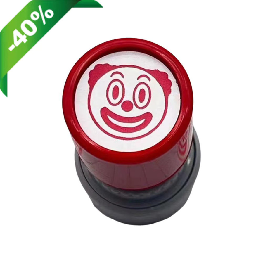 Lustiger Robben-Party-Clown Kinderstempel mit Smiley-Gesicht als Selbstfärbender Tintenstempel zum Basteln und für Planer - Bild 3