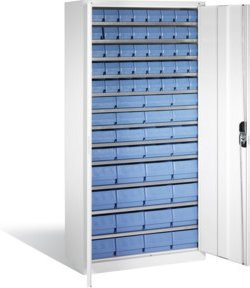 C+P Magazinschrank mit 72 Regalkästen in Lichtgrau, H x B x T: 198 x 100 x 42 cm - Bild 1