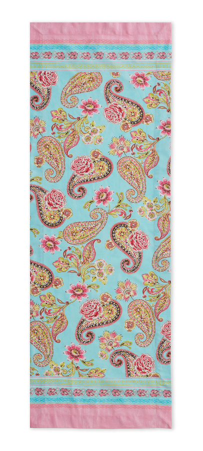 Bassetti Tischläufer Twill RAPALLO aus Baumwolle in Türkis-Fuchsia mit floralem Muster - Bild 1