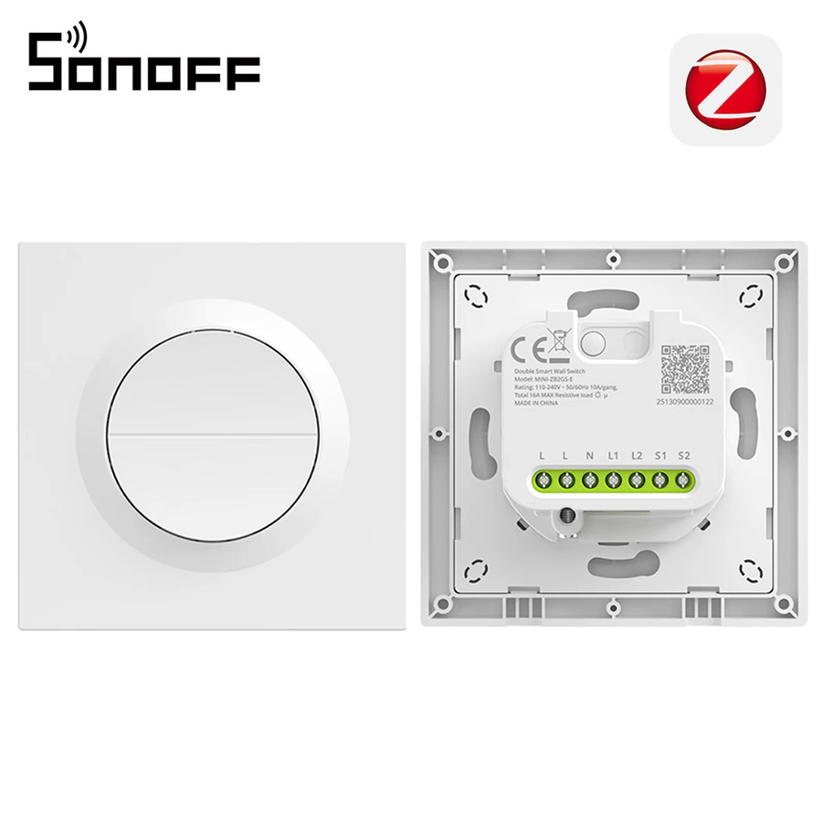 SONOFF Orb-ZBW2 Zigbee Intelligenter Wandschalter MINI-ZB2GS-E in Weiß mit 2 Tasten, 2 Kanäle, 16A Gesamtlast, Zigbee-Router und Signalverstärker sowie Relais-Ablösemodus - Bild 3