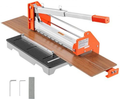 VEVOR Vinylschneider für LVT, VCT, SPC und WPC, 304,8 mm mit Aluminiumlegierung-Hebel und teleskopierbarer Stützplatte, Schwarz-Orange - Bild 1