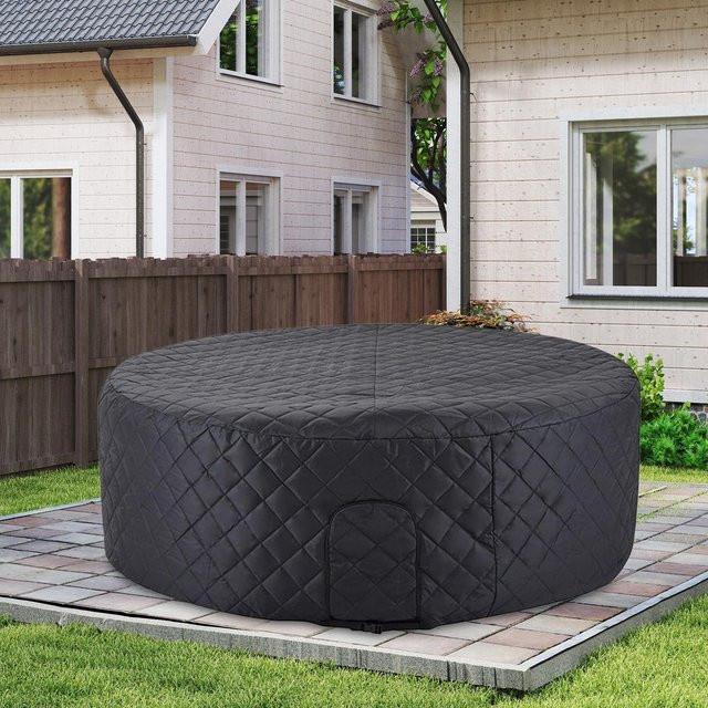 Isolierte Whirlpool-Abdeckung für runde aufblasbare Spas, wasserdichte Winter-Pool-Abdeckung in Schwarz - Bild 1