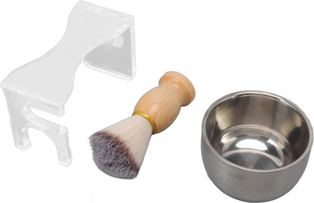 CosyHome Rasierpinsel Set für Herren, 3 Stück, Nylonborsten, weiß - Bild 1