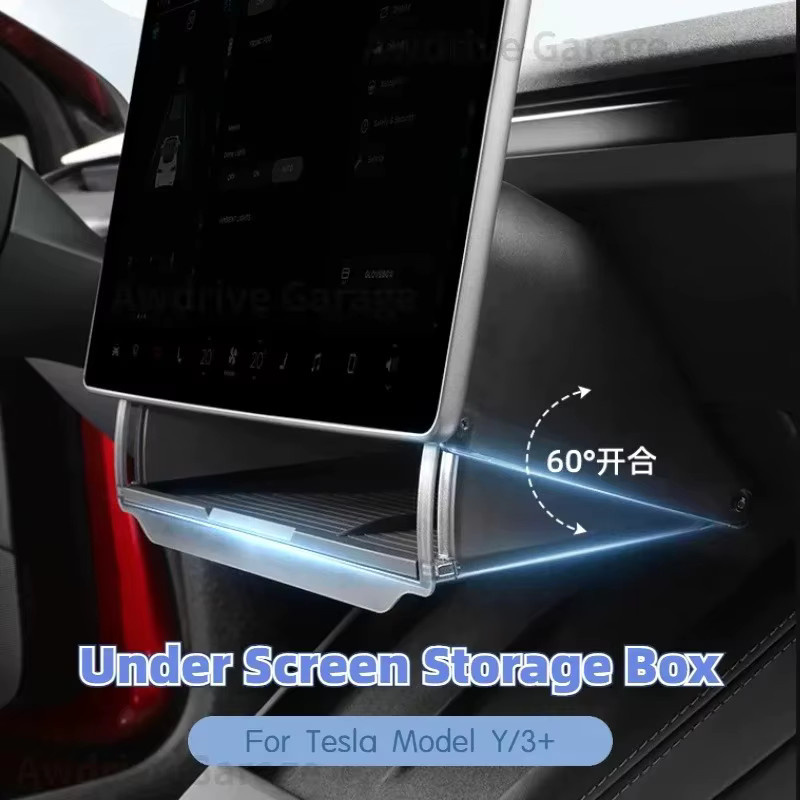 YouGallop Unter-Bildschirm-Aufbewahrungsbox für Tesla Model Y, Model 3 und Highland Model Y Juniper, Versteckter Stauraum-Organizer für die Mittelkonsole, Schwarz - Bild 2