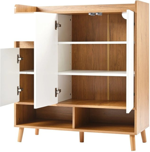 PXloue Schuhkipper Kommode Sideboard in Weiß mit verstellbaren Einlegeböden B/T/H: 90 x 35 x 99 cm - Bild 1