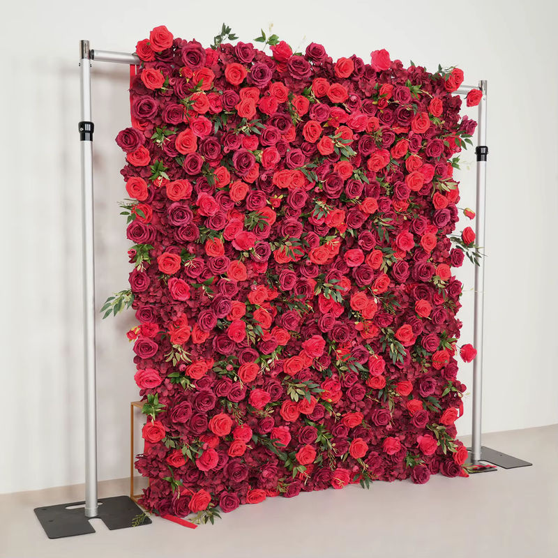 Uflower Wandtuch mit rotem Rosen-Blumenmuster aus Textil für Hochzeitsdekoration und florale Hintergründe - Bild 3
