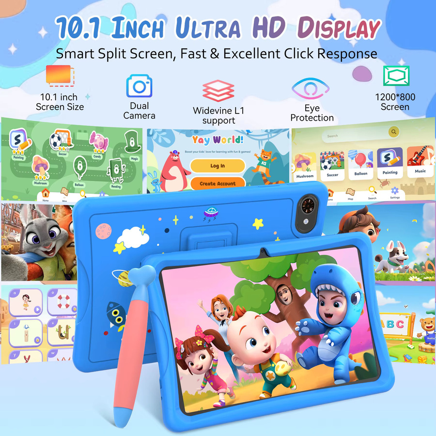 KINGRID K10 Kinder-Tablet mit 10 Zoll Display, Android 15, 4GB RAM, 64GB ROM, 5G WLAN und 5000mAh Akku - Bild 2