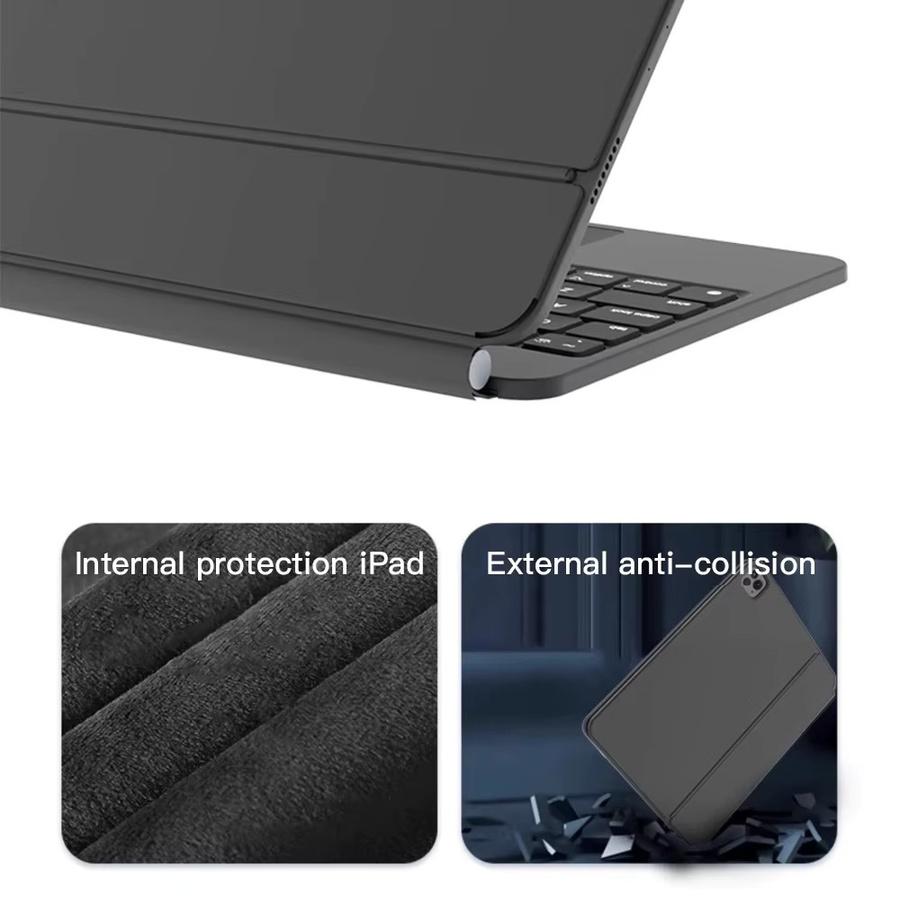 Qukam Beleuchtetes Magic Keyboard für iPad mit Bluetooth-Tastatur und magnetischer Smart Hülle in Schwarz oder Weiß - Bild 5
