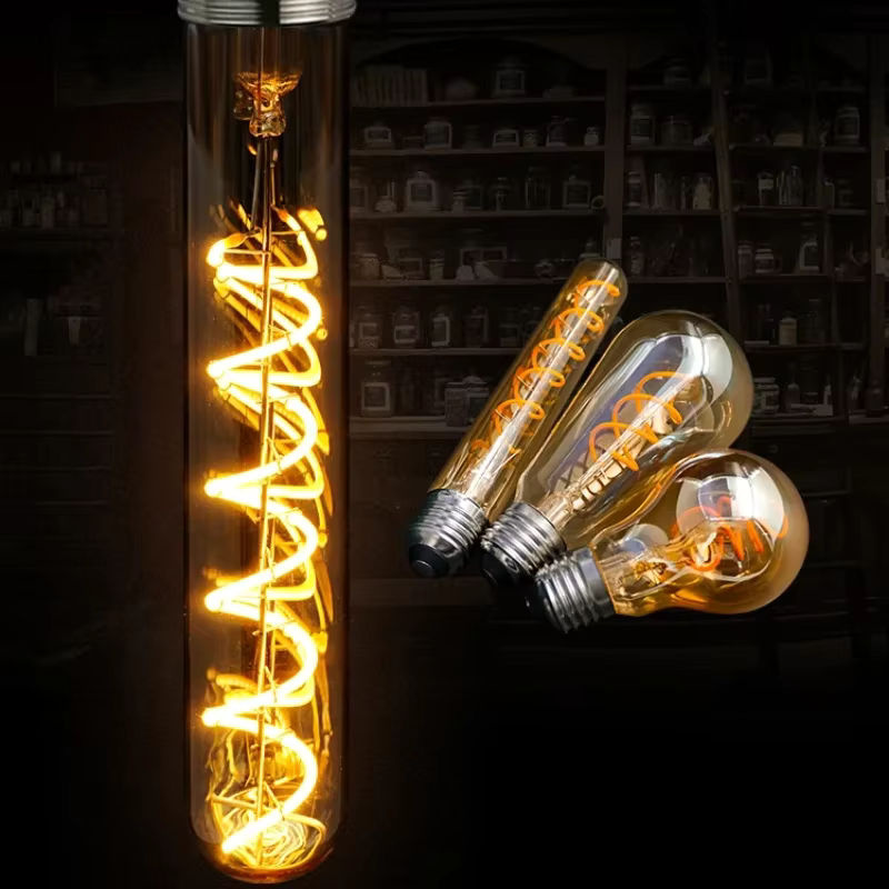 LARZI LED Retro Vintage Glühlampe Spirale Filament Globe, E14, 4W, 2200K Warmweiß, dimmbar, transparentes Glas - Bild 4