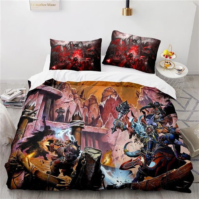 World of Warcraft Bettwäsche Set mit Horde Banner Flagge Druck, Binchi Fitness, Mehrfarbig, B/H: 210 x 210 cm - Bild 1