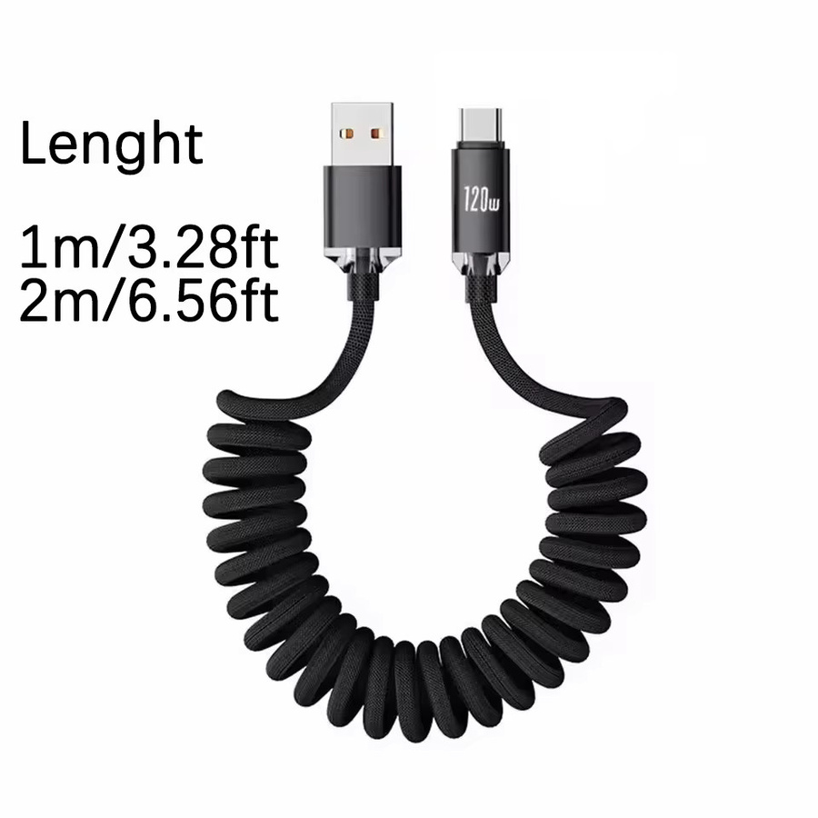 NNBILI 2er-Set USB-C Schnelllade-Datenkabel mit 120 W Teleskopfunktion für Samsung, Xiaomi und Huawei, Farben: Rot und Schwarz, Länge: 1 m und 2 m - Bild 7