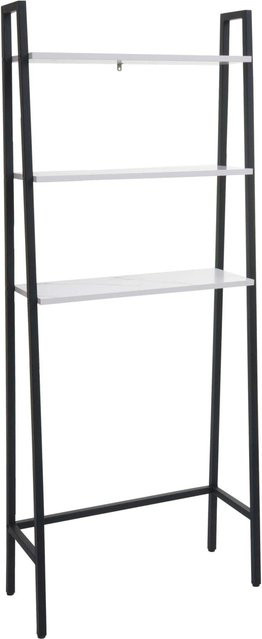 MCW Standregal K82 Leiterregal Industrial Design aus Metall und Holz in Weiß Marmor-Optik, H x B x T: 155 x 64 x 25 cm - Bild 2
