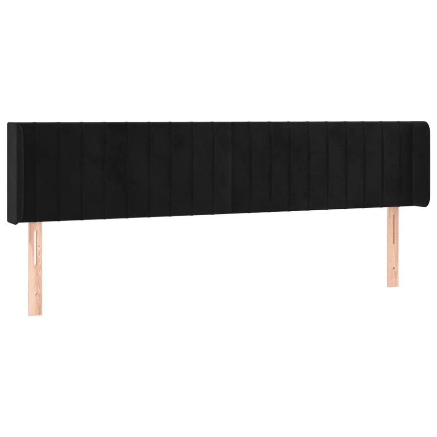 vidaXL LED Kopfteil Schwarz aus Samt mit USB-Ladeport, B: 203 cm, T: 16 cm, H: 78-88 cm - Bild 2
