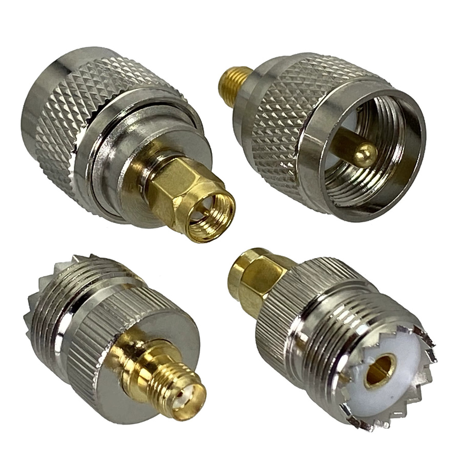 UHF SO239 PL259 zu SMA RF Koaxial Adapter Set aus Messing in Gold und Silber, gerade Stecker und Buchse mit Drahtterminals - Bild 3