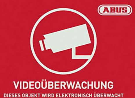 ABUS Warnaufkleber Videoüberwachung in Rot, B: 14,8 mm, H: 10,5 mm - Bild 1