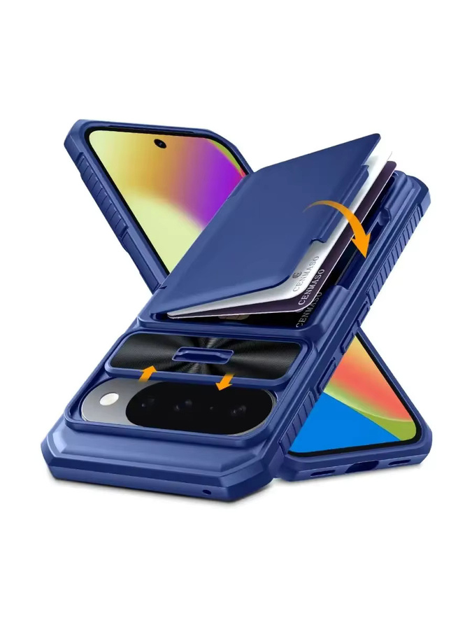 BANGZAO Schutzhülle für Google Pixel 10 und Google Pixel 10 Pro mit RFLD-Geldbörse, Kartenhalter und Kameraabdeckung, stoßfest, Blau - Bild 7