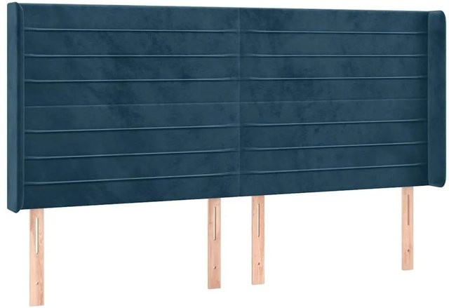 vidaXL Kopfteil mit Ohren in Dunkelblau aus Samt, B: 183 cm, H: 118 cm, T: 16 cm - Bild 1