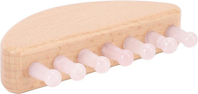 Koogeelife Haarkamm, Holz, Rosa Stein, 7 Zähne, Beige - Bild 1
