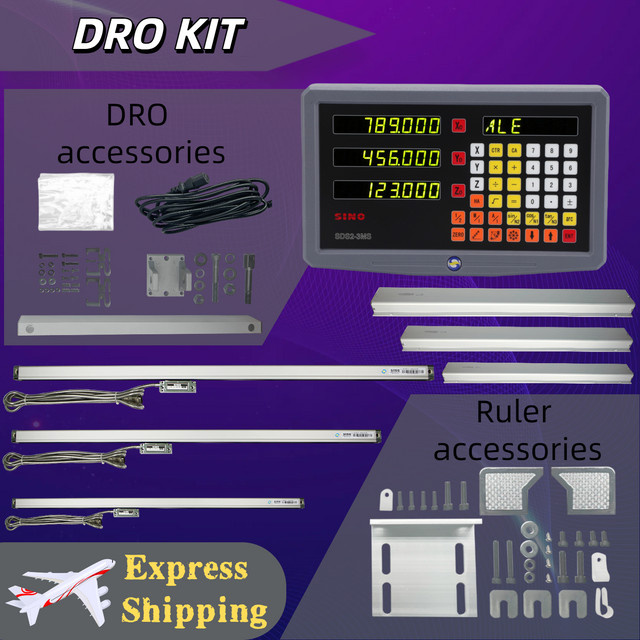 Sino 3-Achsen Digitalanzeigesystem SDS2MS-3MS Set für Dreh- und Fräsmaschinen mit KA35 Linearmaßstäben und optischen Encodern TTL 0,005mm 0,001mm - Bild 1