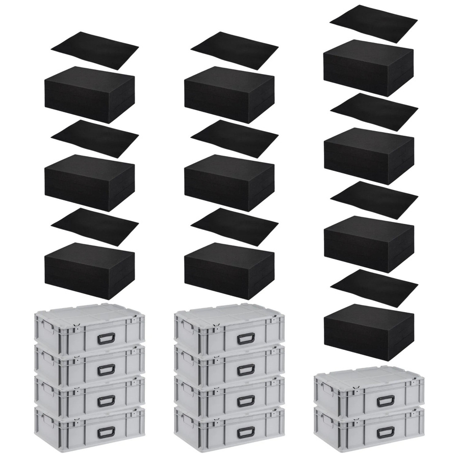 PROREGAL SparSet 10 x Eurobox NextGen Portable in Grau mit Rasterschaumstoff und Schaumstoffeinlage, H x B x T: 18,5 x 40 x 60 cm, mit verstärkten Wänden - Bild 2