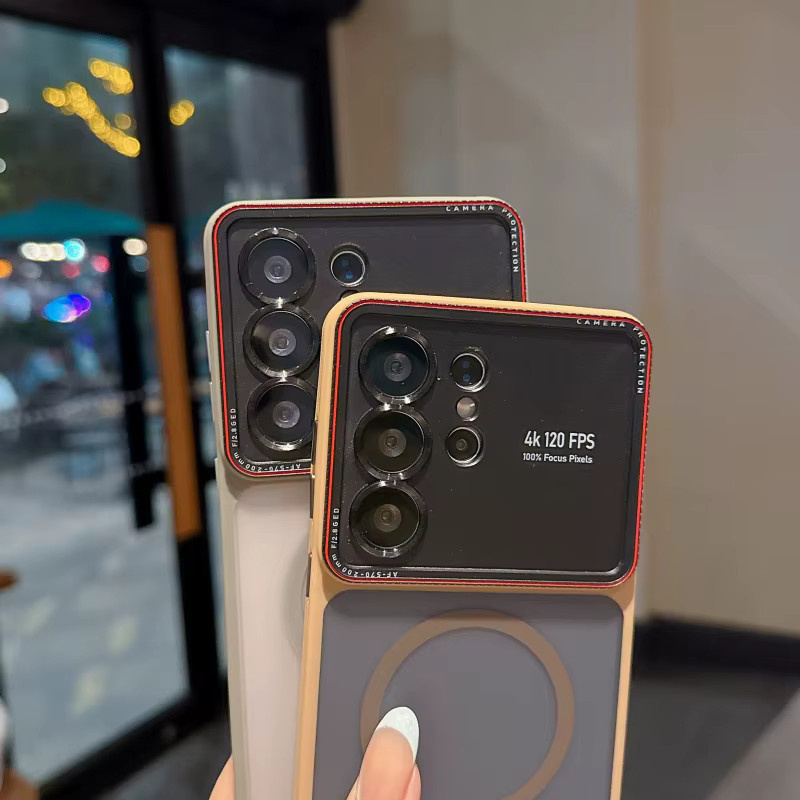 Transparente MagSafe Silikonhülle mit mattem Metall-Linsenschutz für dein Samsung Galaxy S25 S24 S26 Ultra in Schwarz - Bild 1