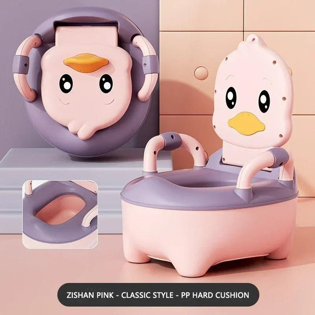 PRELEXT Reise Töpfchen für Kinder in Pink, faltbares Enten-Design aus Kunststoff für Innen und Außen - Bild 1