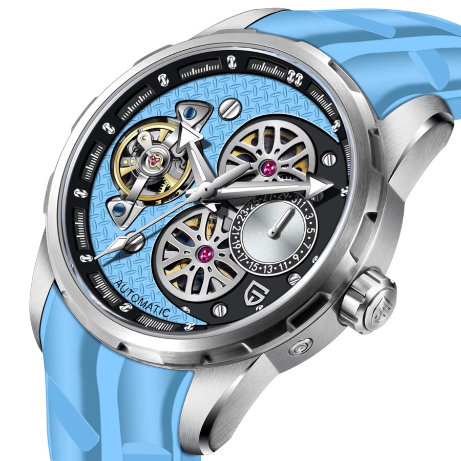 PAGANI DESIGN Armbanduhr, Tourbillon-Skelett, Mechanisch, Edelstahl, Kautschuk, Herren - Bild 2