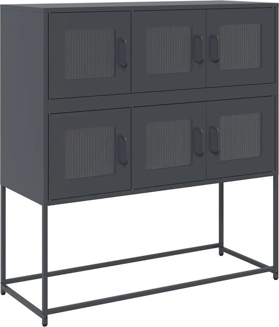 vidaXL Sideboard aus kaltgewalztem Stahl in Anthrazit matt, B/T/H: 100,5 x 39 x 107 cm - Bild 1