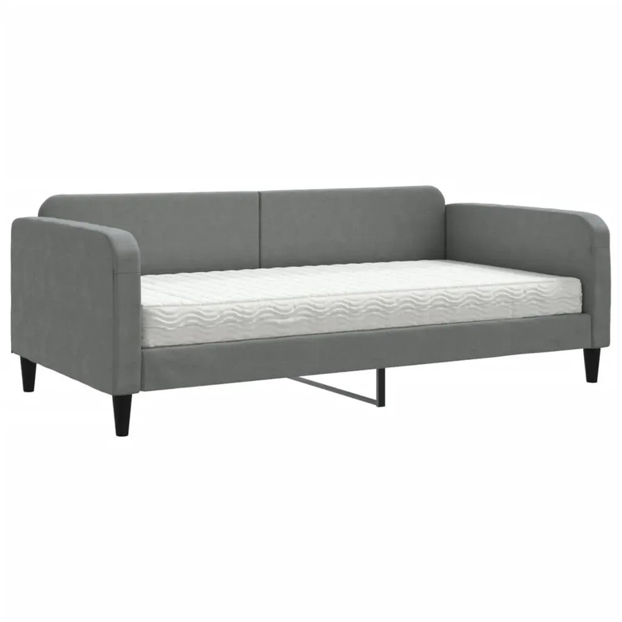vidaXL Tagesbett mit Matratze in Dunkelgrau, gepolstert mit Stoff und Schaumstoff, Breite: 100-120 cm, Länge: 200 cm - Bild 2