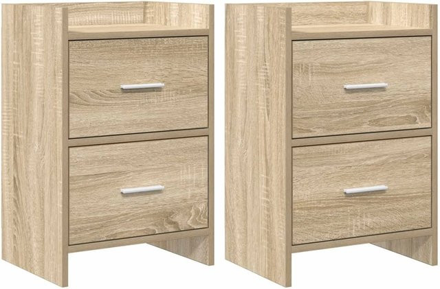 vidaXL Nachttische 2er Set Sonoma-Eiche modern aus Holzwerkstoff B/T/H: 40 x 30 x 60 cm - Bild 1