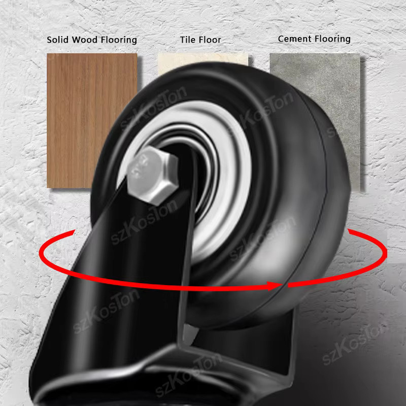 Ouliluye Set aus 4 Möbelrollen in Schwarz mit M8 oder M10 Gewindeschaft als schwenkbare Heavy Duty Rollen mit oder ohne Bremse für Couchtisch, Stuhl oder Wagen, 1,5 bis 2 Zoll - Bild 2