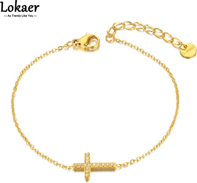 Lokaer Armband, Edelstahl, Zirkonia, Gold, Unisex - Bild 1