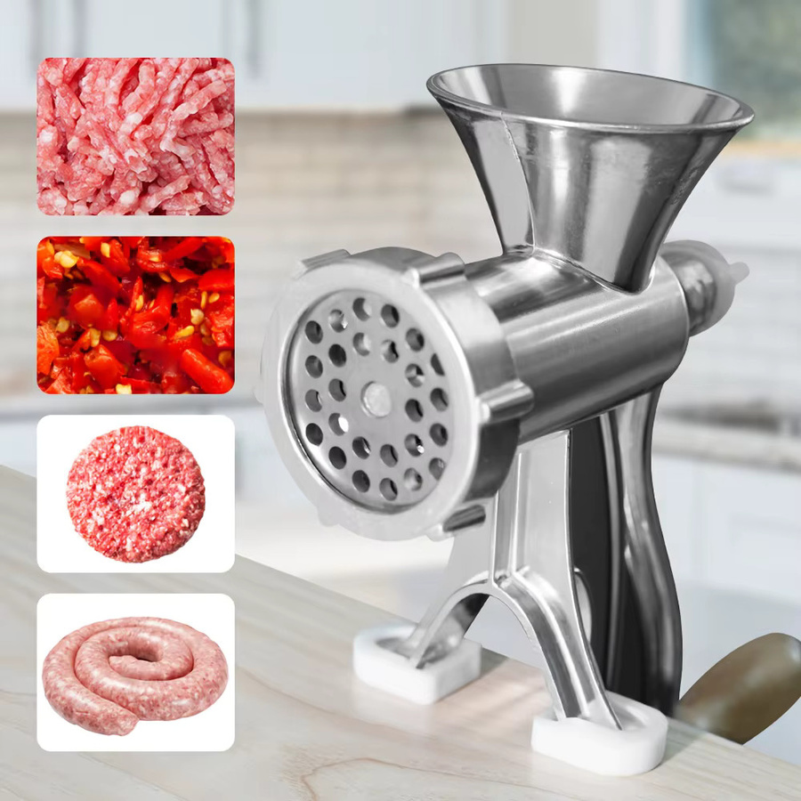 MasterFeng 3-in-1 Manueller Fleischwolf aus Edelstahl mit Tischklemme und Wurstfüller in Silber - Bild 2