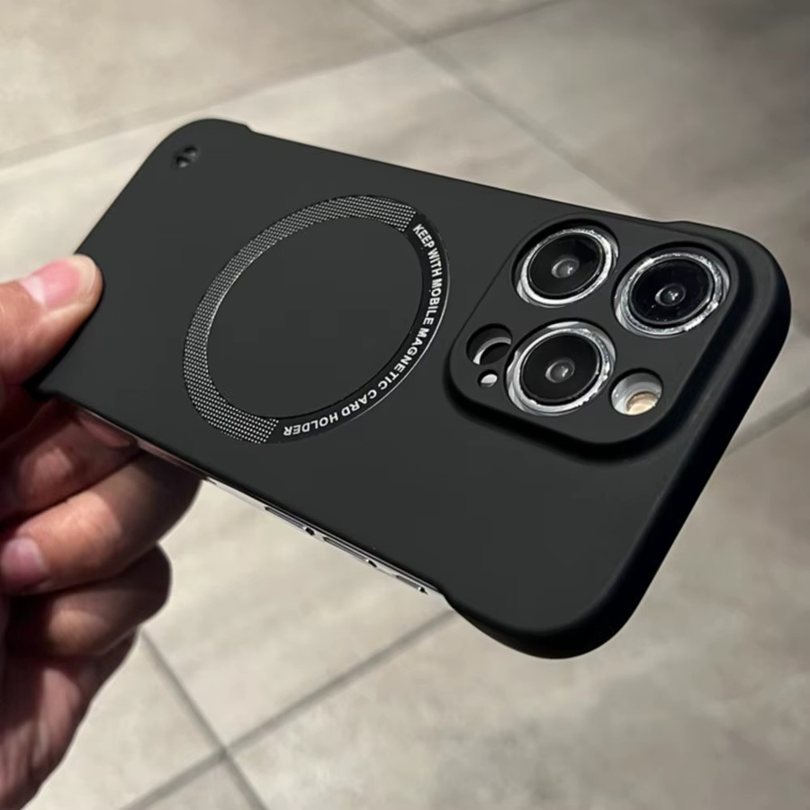 Kedootd MagSafe Magnet-Hülle für iPhone 11 bis 15 Pro Max, rahmenlose Kunststoff-Abdeckung in Schwarz oder Blau - Bild 2