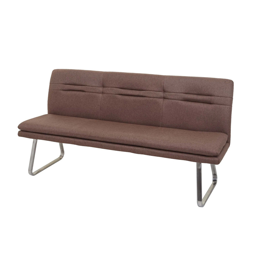 BERLINLODGE Sitzbank Modern in Braun mit Rückenlehne aus Stoff und Edelstahl Gebürstet B/T/H: 180 x 90 x 59 cm, Sitzhöhe: 49 cm - Bild 2