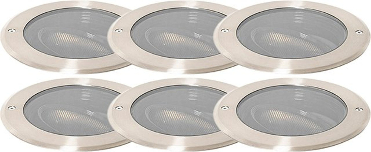 QAZQA Set mit 6 verstellbaren Bodenstrahlern aus Stahl und Glas für AR111 Leuchtmittel IP65 Modern Delux Honey - Bild 1