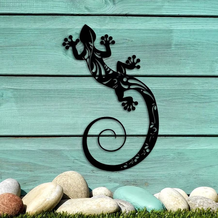 CIFBUY 3D-Wandkunst aus Metall mit Eidechsen in Schwarz als Wanddekoration zum Aufhängen - Bild 2